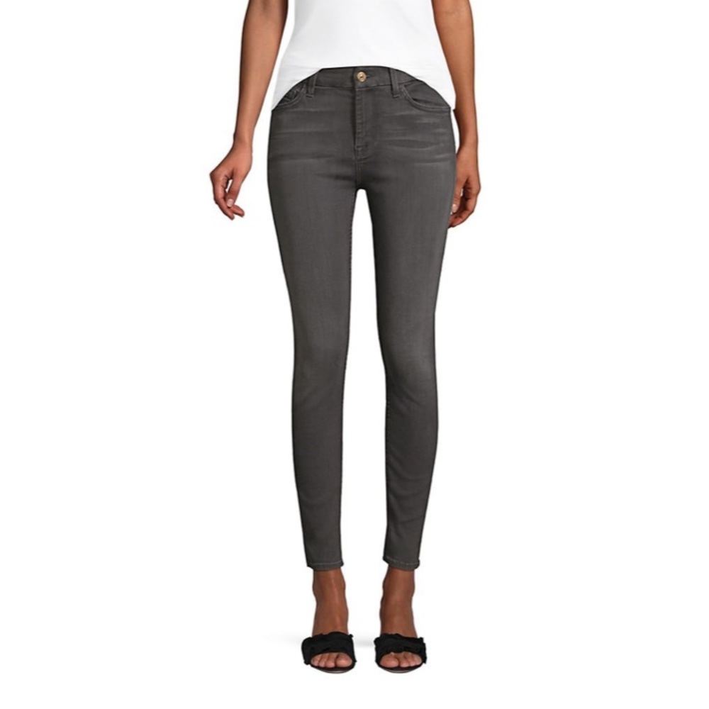 7 For All Mankind High Rise Skinny Ankle Jean Gray